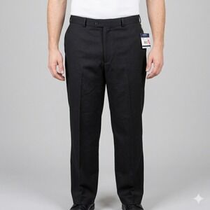 Arrow Suit Separate‎ Dress Pants 42x30 Black Trousers Flat Front NWT